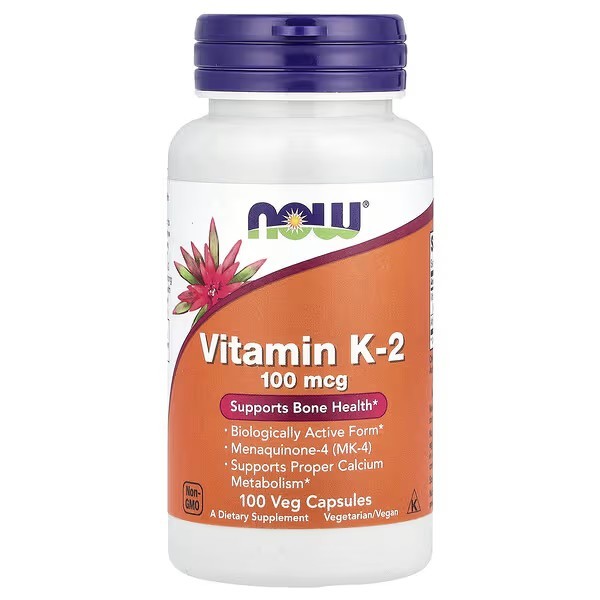 NOW Foods, Vitamin K2 , 100 mcg, 100 Veg Capsules