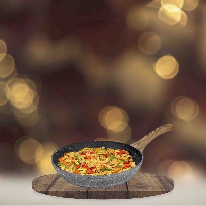 Anko 24cm Aluminium 4 Layer Non-Stick Frypan - Wood Look